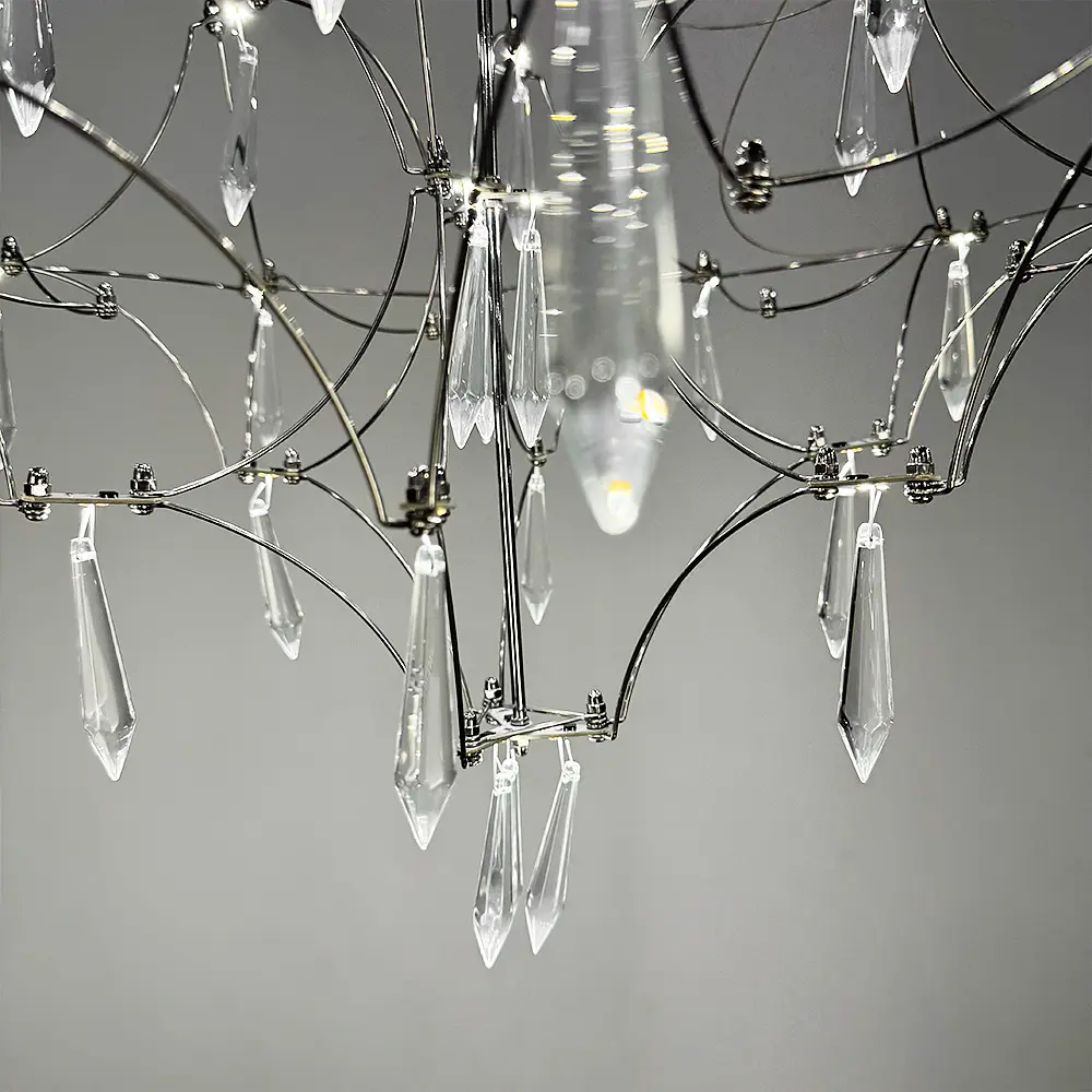 Невесомая серебряная Led люстра d60 см Ст. MJ 156-600 CH | Line F - фото 4