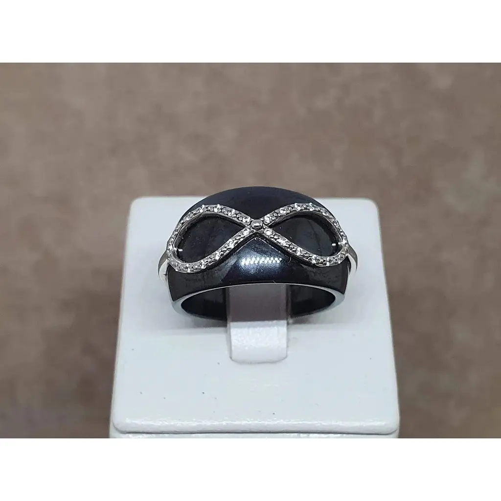 Срібне кільце Aurora з керамікою і фіанітами. С1161Ч 18 - фото 3