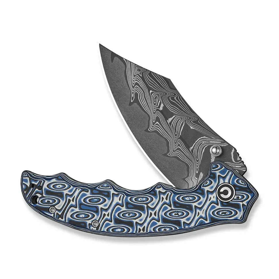 Ніж складаний туристичний Civivi Pentad (8.8 см) Damascus / Micarta синій/білий - фото 3