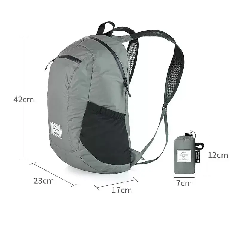 Складной рюкзак Naturehike Ultralight (NH17A012-B) 18л – серый - фото 4