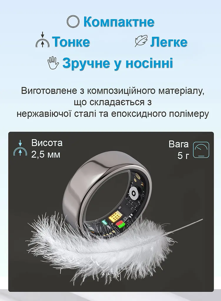 Смарт-кольцо трекер сна Somni Ring под Окружность пальца 54-70мм 7 размеров 11 (1195-02) - фото 3