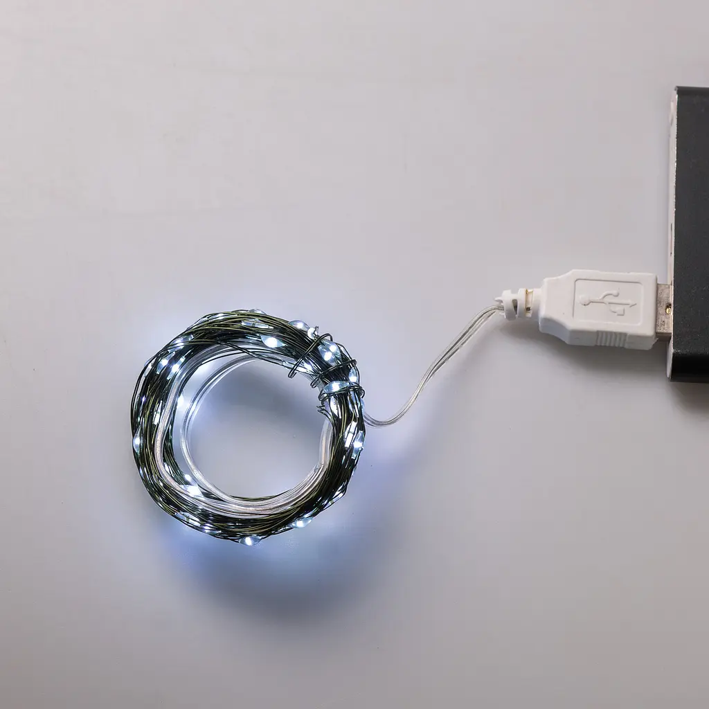 Гірлянда Роса нитка 100 LED довжина 10 м від USB зелена, білий GarlandoPro USB100L10MGW - фото 9