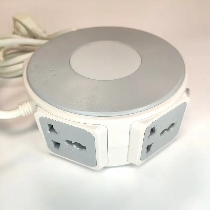 Мережевий фільтр на 3 розетки та 2 USB круглий сірий 220V LED Power Switch - фото 4