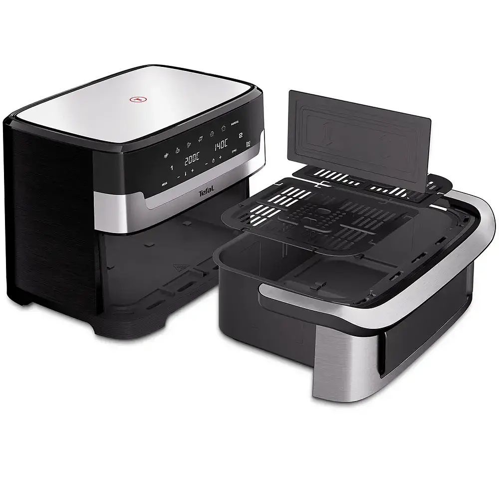 Фритюрниця з гарячим повітрям Tefal Dual Easy Fry Flex EY922DE0, 2,5 кг, 9 літрів, 2700 Вт, сріблястий / чорний - фото 3