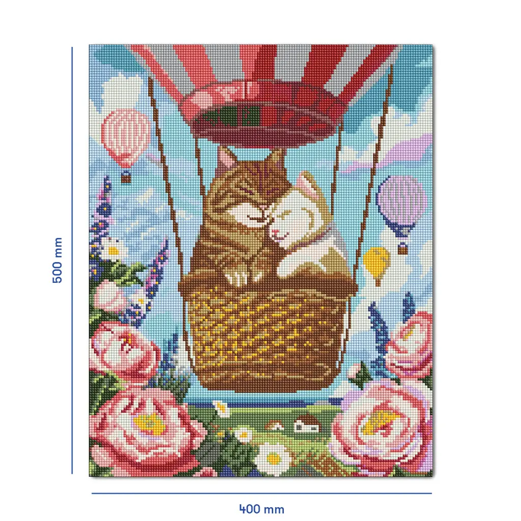 Алмазна мозаїка «Коти на повітряній кулі» - фото 3