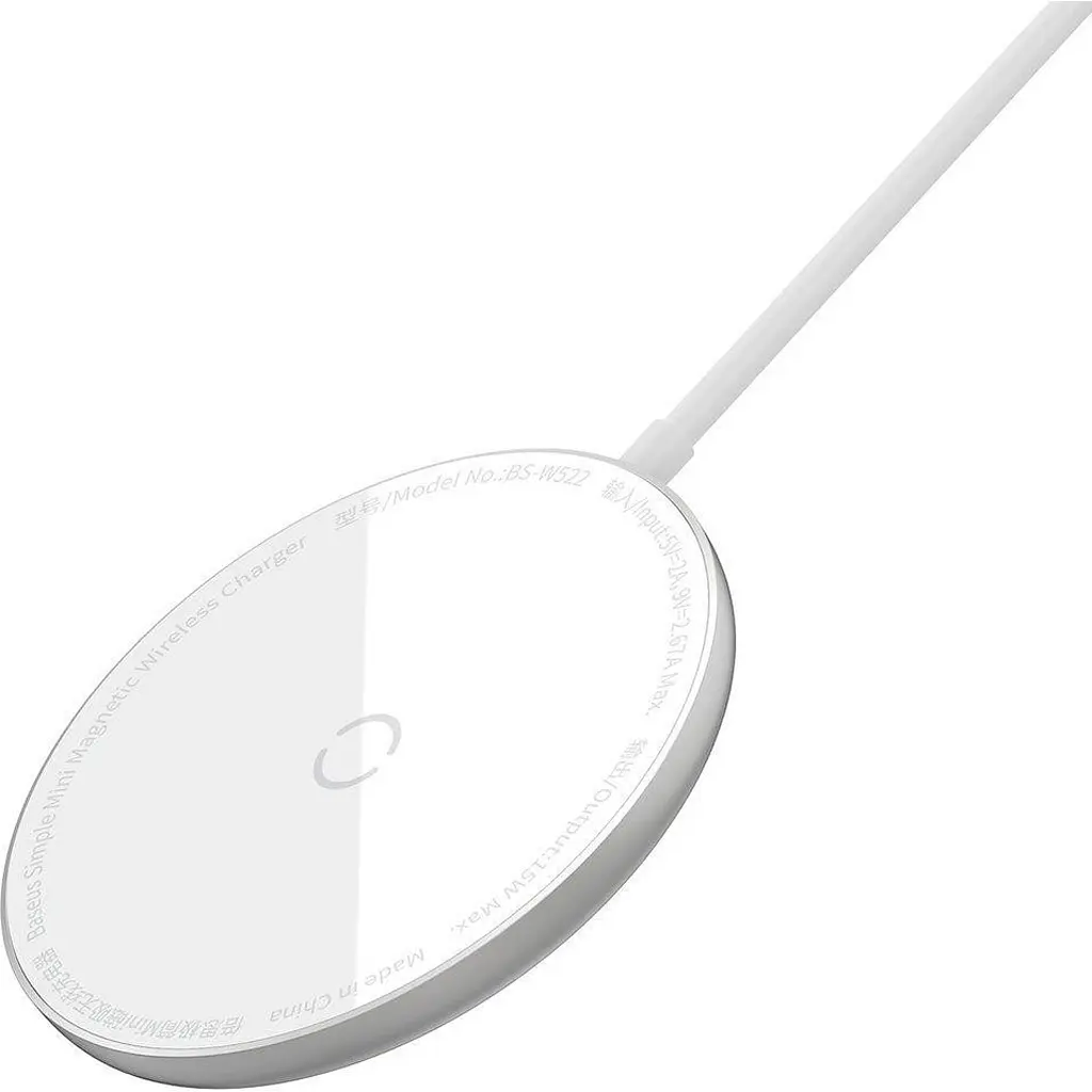 Бездротовий зарядний пристрій Baseus Simple Mini Magnetic Wireless Charger White [WXJK-F02] [89562] - фото 4