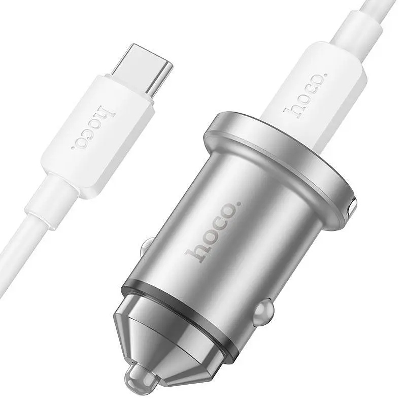 Автозарядний адаптер HOCO NZ10 45 W набір із кабелем usb-c - usb-c сріблястий - фото 2