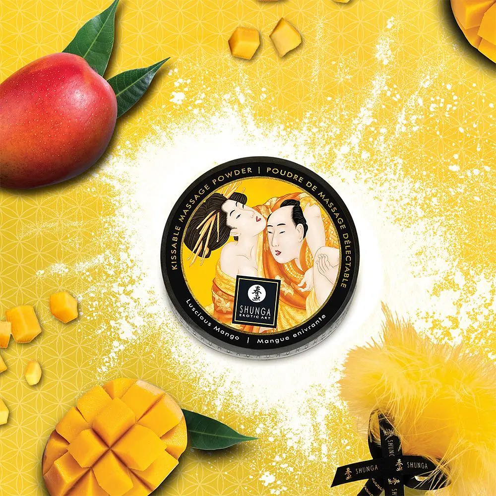 Пудра для оральних пестощів Shunga Body Powder Luscious Mango, 75 г (манго) - фото 4