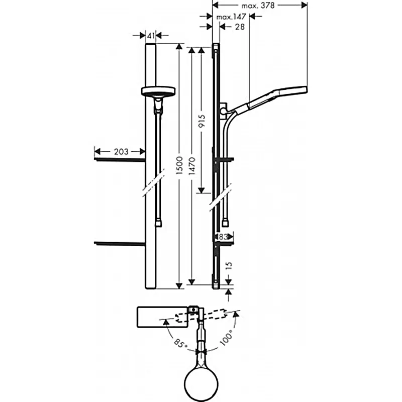 Душевой гарнитур Hansgrohe Rainfinity 130/150 см 3Je EcoSmartt хром 27674000, Хром - фото 2