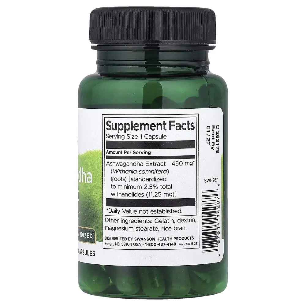 Екстракт ашваганди Swanson Ashwagandha Extract 450 mg, 60 капсул для нервової системи - фото 2