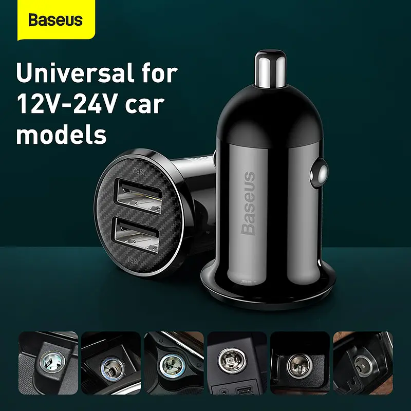 Адаптер автомобильный BASEUS Grain Pro автозарядный 2 USB 4.8 A (CCALLP-01) черный - фото 4