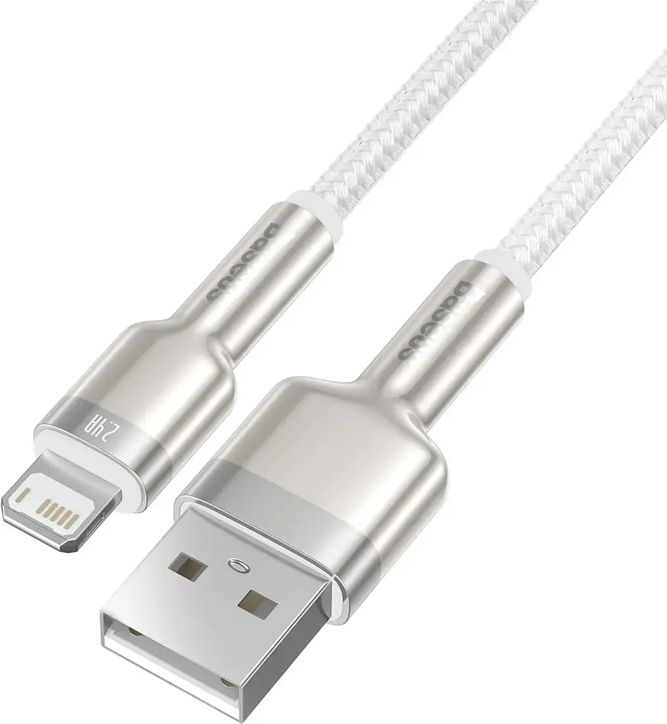 Кабель Baseus Cafule Metal USB to Lightning 1м White (CALJK-A02) [82098] - фото 2