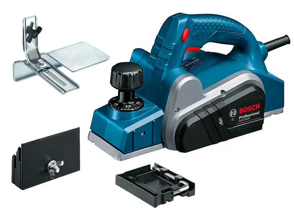 Рубанок Bosch GHO 6500 Professional із паралельним упором, заточуючим пристроєм, калібрувальним шаблоном