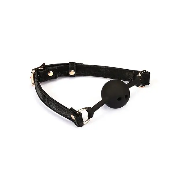 Повітропроникний кляп Liebe Seele Boudoir Amor Ball Gag Black, силіконова кулька, діаметр 4,3 см - фото 3
