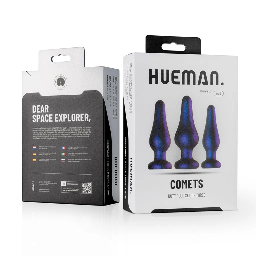 Набір анальних пробок Hueman Comets Butt Plug Set 3 шт. (фіолетовий) - фото 7