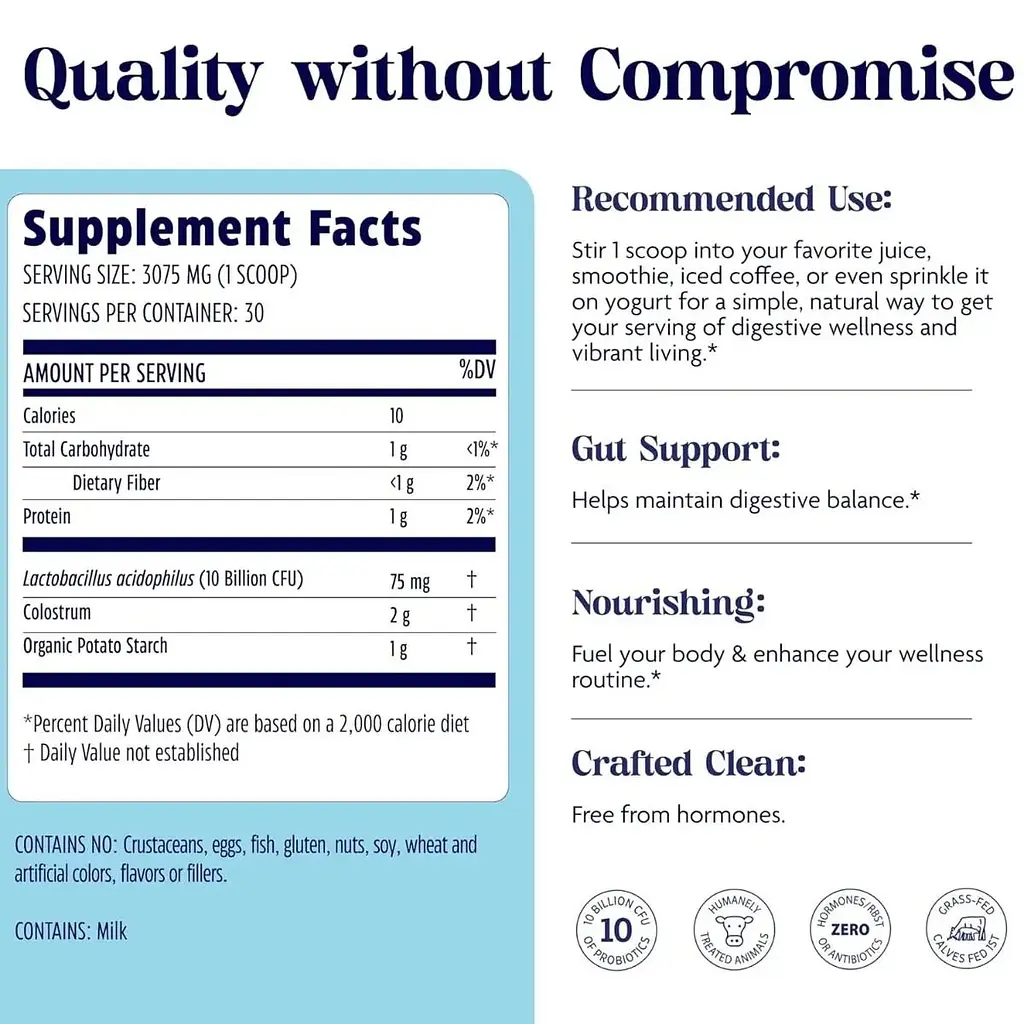 Молозиво з пробіотиком у порошку Enzymedica Colostrum Powder with Probiotics 92.25 г - фото 3