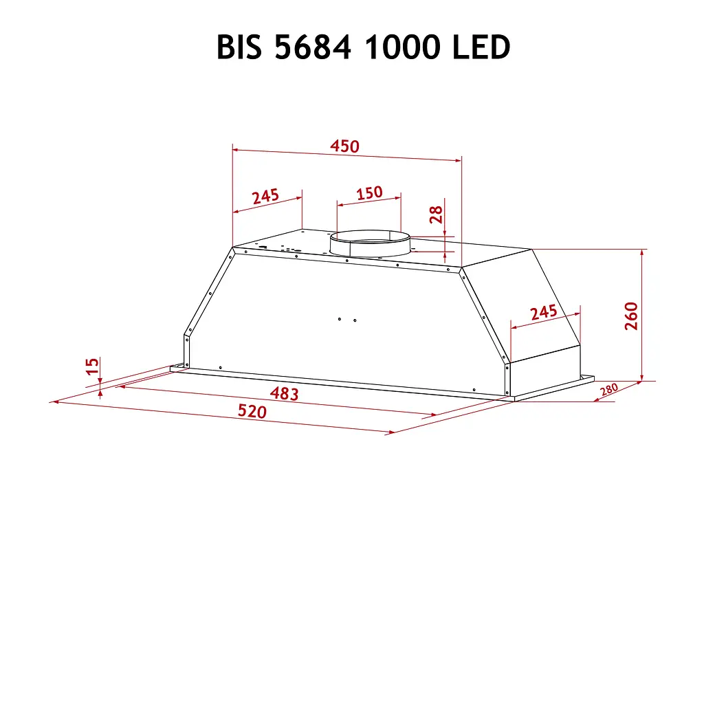 Витяжка повновбудована PERFELLI BIS 5684 BL 1000 LED - фото 10
