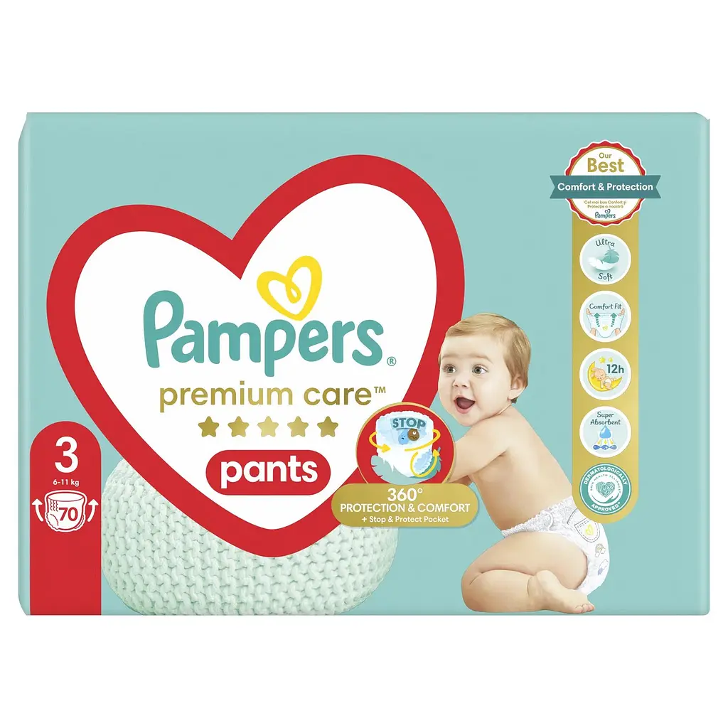 Подгузники-трусики Pampers Premium Care Pants Размер 3 (6-11 кг) 70 шт.  - фото 2