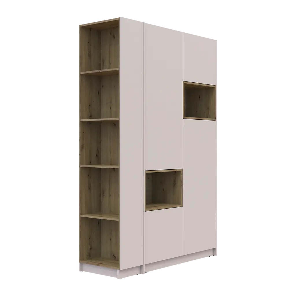 Шафа для одягу з нішою та етажеркою Doros Дейл Кашемір/Дуб Артизан 2 ДСП 143.2х52х220 (44900336) - фото 3