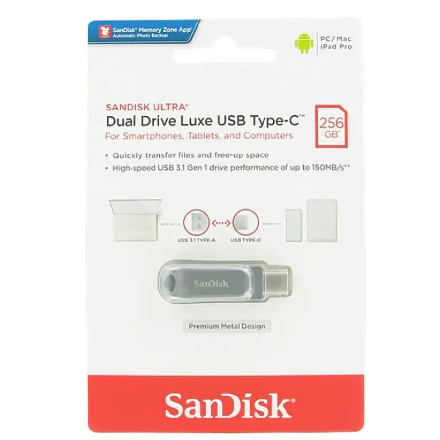 Флеш-накопичувач SanDisk USB 3. 1 Ultra Dual Luxe Type-C 256Gb (150 Mb/s) - фото 2