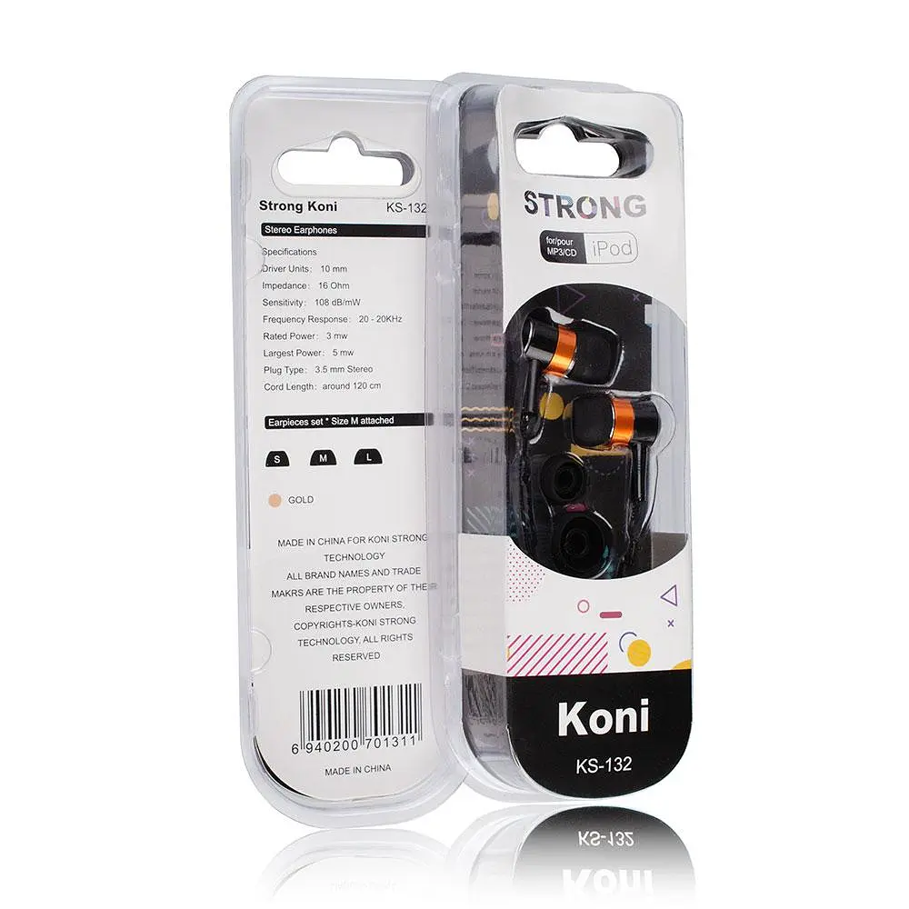 Проводные наушники Koni strong with mic KS-132, 3.5mm, 1.2m, black - фото 2