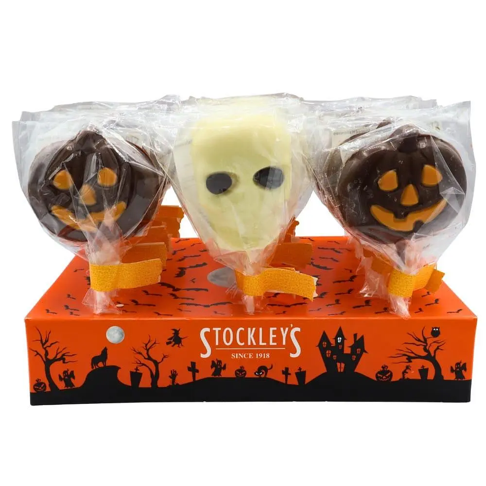 Шоколадний льодяник Stockley’s Halloween Milk Chocolate Pumpkin or Skull Lollipops 35г - фото 5
