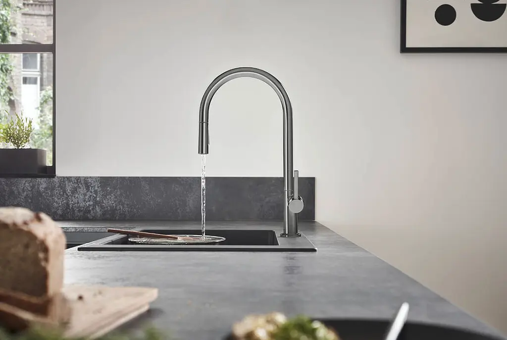 Смеситель для кухни Hansgrohe Talis 210 2jet с вытяжным изливом Sbox Brushed Black Chrome 72801340 Шлифованный черный хром - фото 5