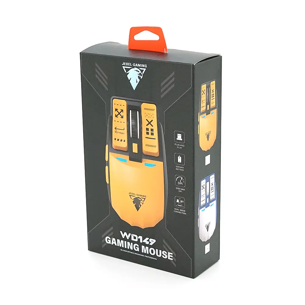 Миша бездротова JEDEL WD149, 1200/2400/3200DPI, 2.4 GHz+Bluetooth 5.0, 3.7V 500mAh, Type-C заряджання. 112x60x40 мм. White/Blue - фото 2
