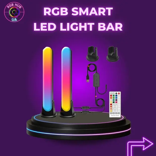 Розумні світлодіодні LED панелі RGB Smart Led Light Bar Bluetooth синхронізація з музикою - фото 4