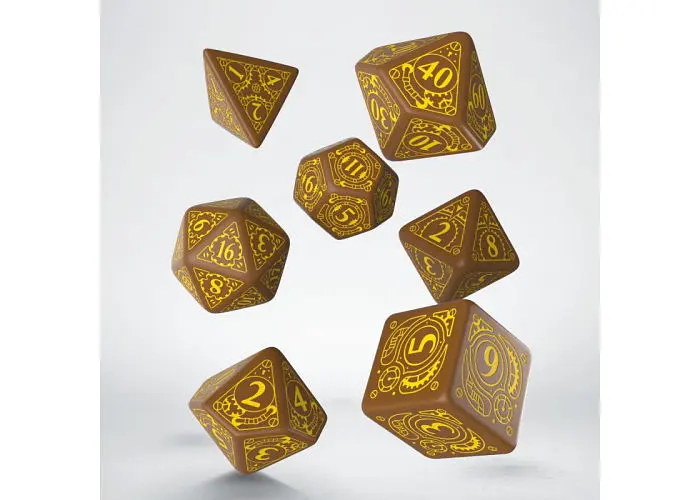 Набір кубиків Steampunk Brown & yellow Dice Set , 7 шт. (SSTE32) - фото 2