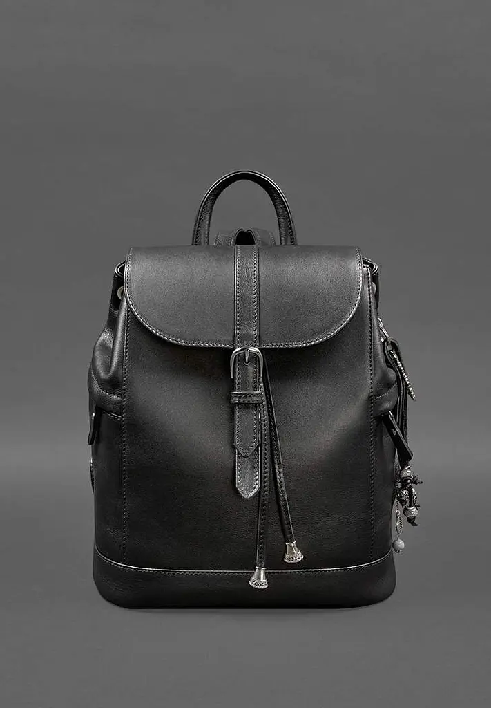 Кожаный женский рюкзак Олсен черный краст - фото 3