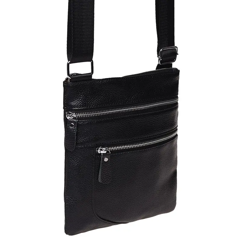 Чоловіча сумка Borsa Leather K1307 24x21x1 см Чорний (14715) - фото 4