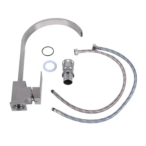 Змішувач кухонний Germece 8112 HDF поворотний одноважільний з нержавіючої сталі сірий (000029392) - фото 2