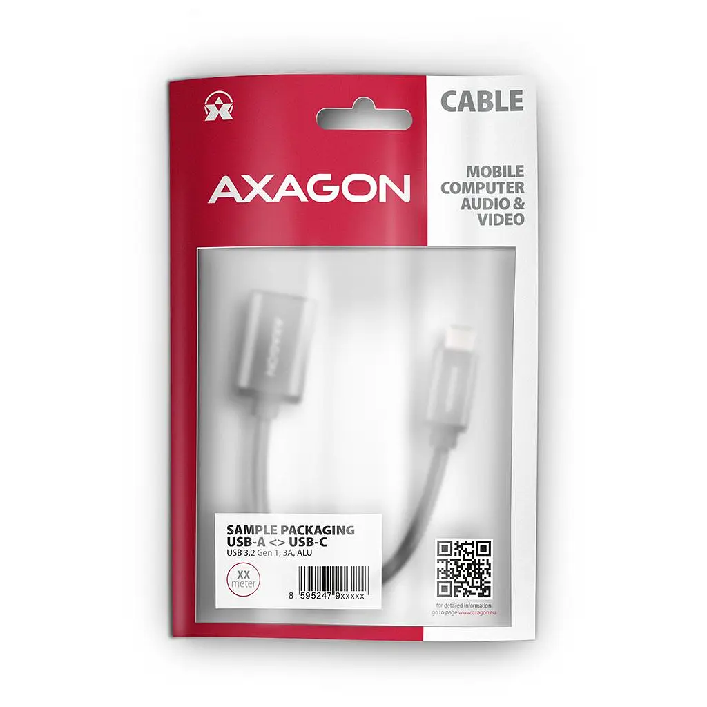 Перехідник OTG USB 3.0 AF to USB-C 0.2m gray AXAGON (RUCM-AFAC) - фото 2