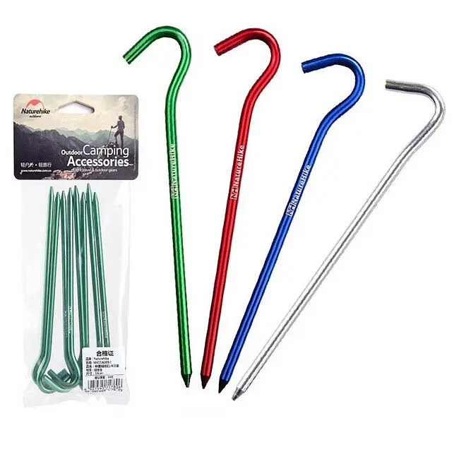 Колышки с крючком Naturehike NH15A008-I алюминиевые 16 см 8 шт. зеленый - фото 2