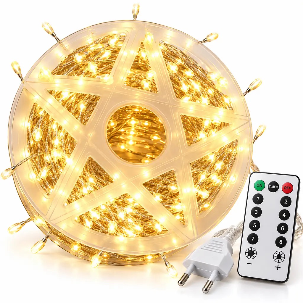 Світлодіодна гірлянда Xmas «Краплі» 30 метрів 900 LED, колір світла Теплий білий, 220В, з пультом ДК
