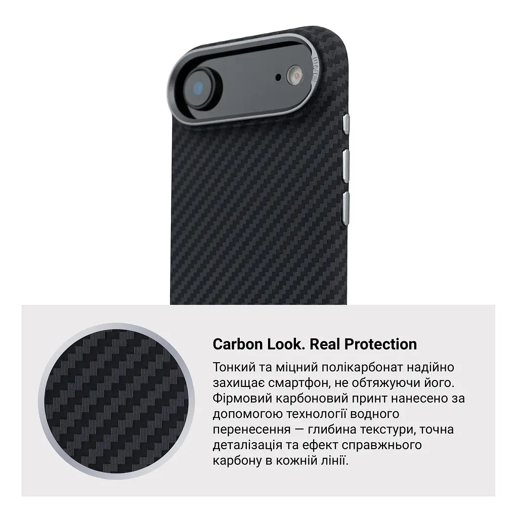 Карбоновый чехол для Apple iPhone 17 Air, LikeCarbon2 MagCase, черный, тонкий защитный чехол-панель из поликарбоната с магнитами N52, MagSafe, противоударный, совместим с беспроводной зарядкой, приподнятые края для защиты камеры, ArmorStandart (ARM86260) - фото 7