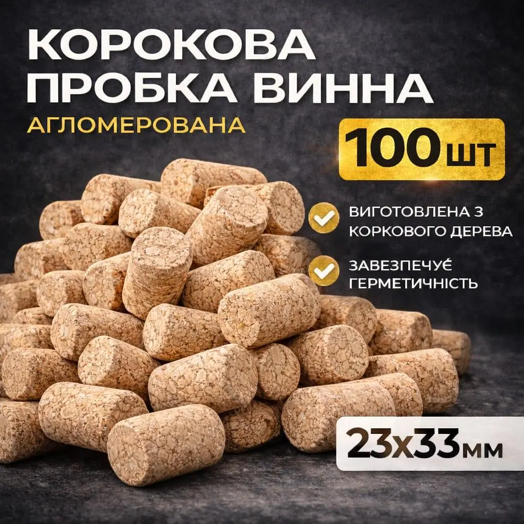 Коркова пробка винна 23х33 мм 100 шт - фото 2
