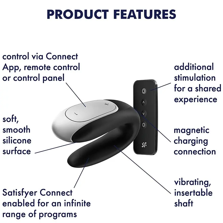 Смарт-вібратор для пар Satisfyer Double Fun (Black) з пультом ДК - фото 3