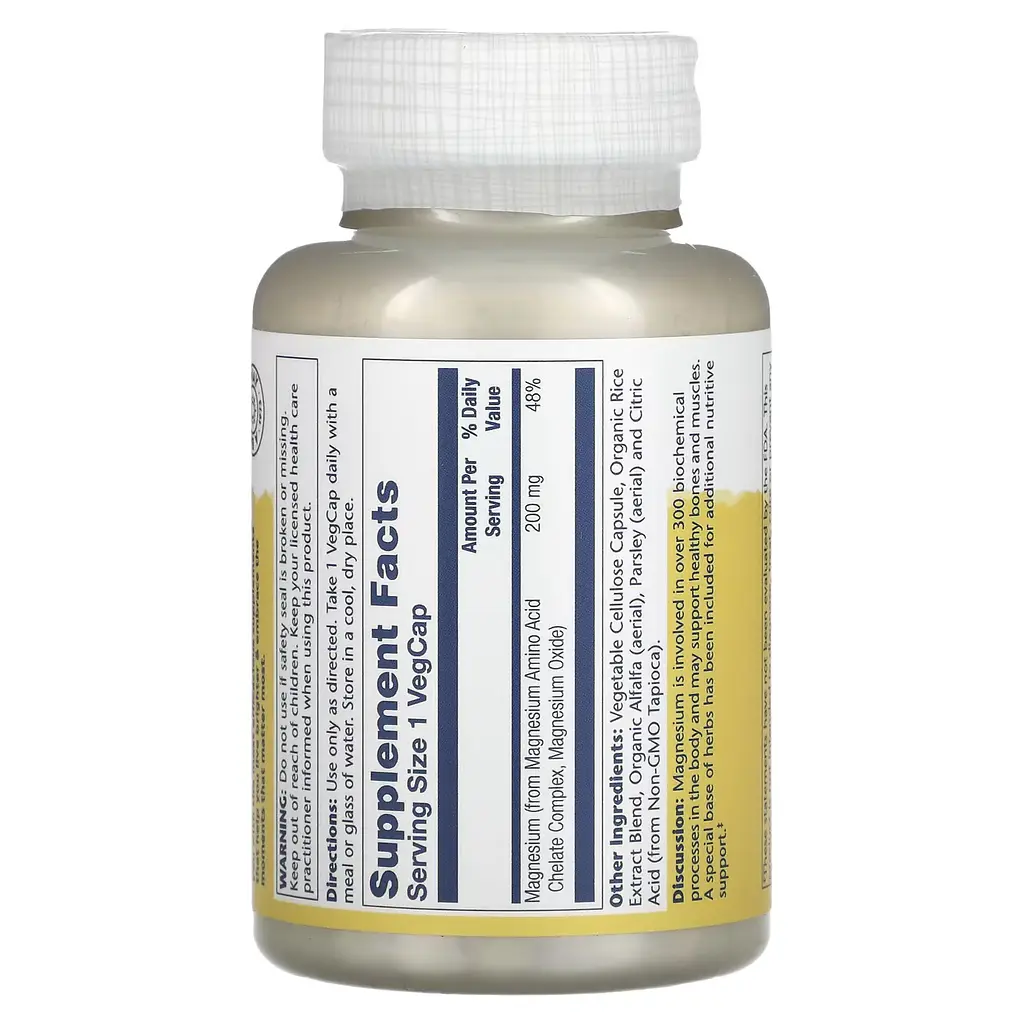 Магний Magnesium Chelate 200 mg 100 капсул Solaray vit0005454 - фото 2
