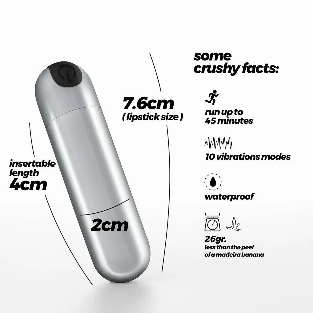 Мини-вибратор Crushious iMoan 7.6 см (серебристый) - фото 10