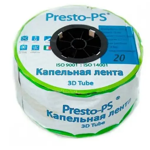 Крапельна стрічка Presto-PS Blue Line крапельниці через 10 см 1000 метрів 1.4 літра