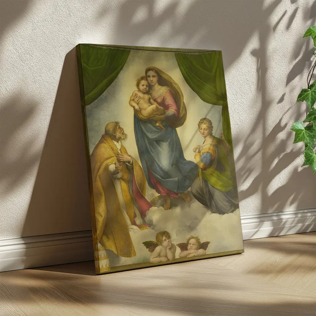 Інтер'єрна картина Сікстинська Мадонна, Рафаель, Raphael, Sistine Madonna, релігійний декор, 80×60 см (id6652) - фото 3