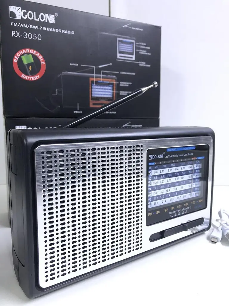 Радіоприймач акумуляторний потужність 3+3 Вт FM радіо з телескопічною антеною механічне керування GOLON RX-3060 - фото 2