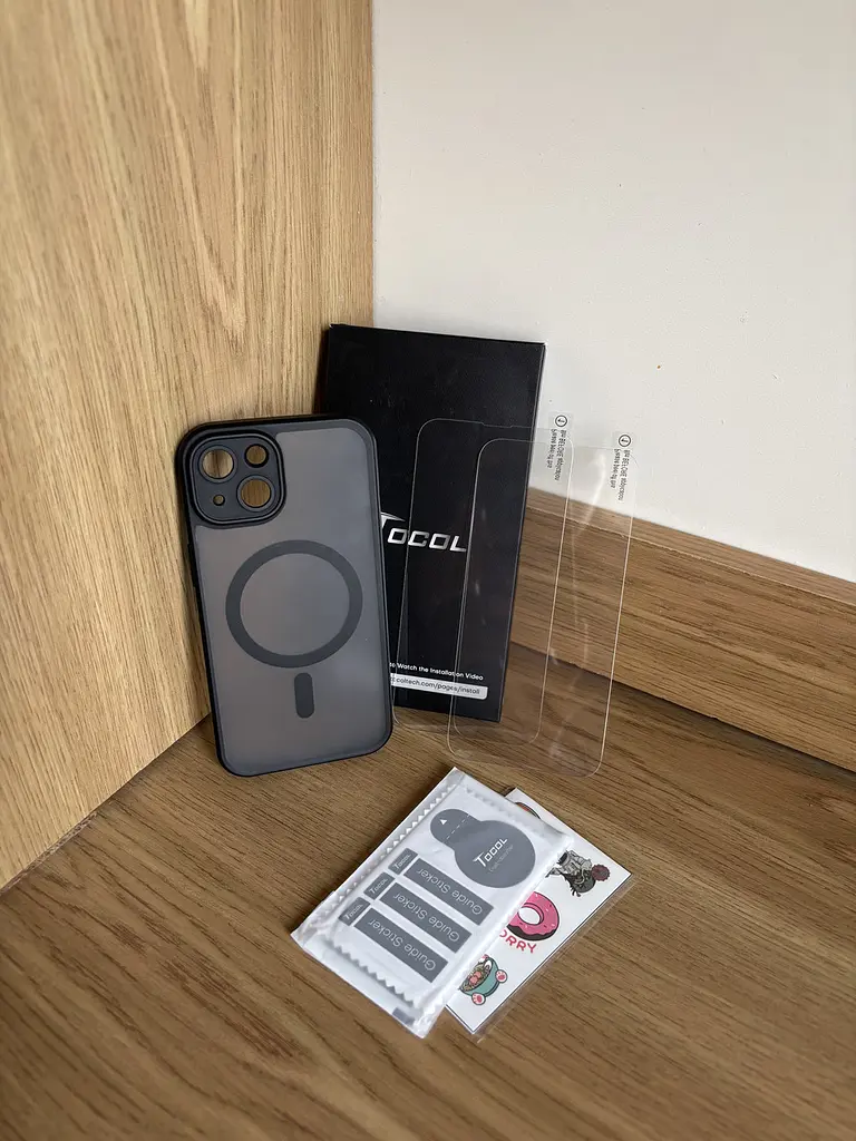 Магнітний чохол TOCOL для iPhone 14 та 2 захисні скла з підтримкою MagSafe протиударний з захистом камери чорний матовий (SKU-056) - фото 9