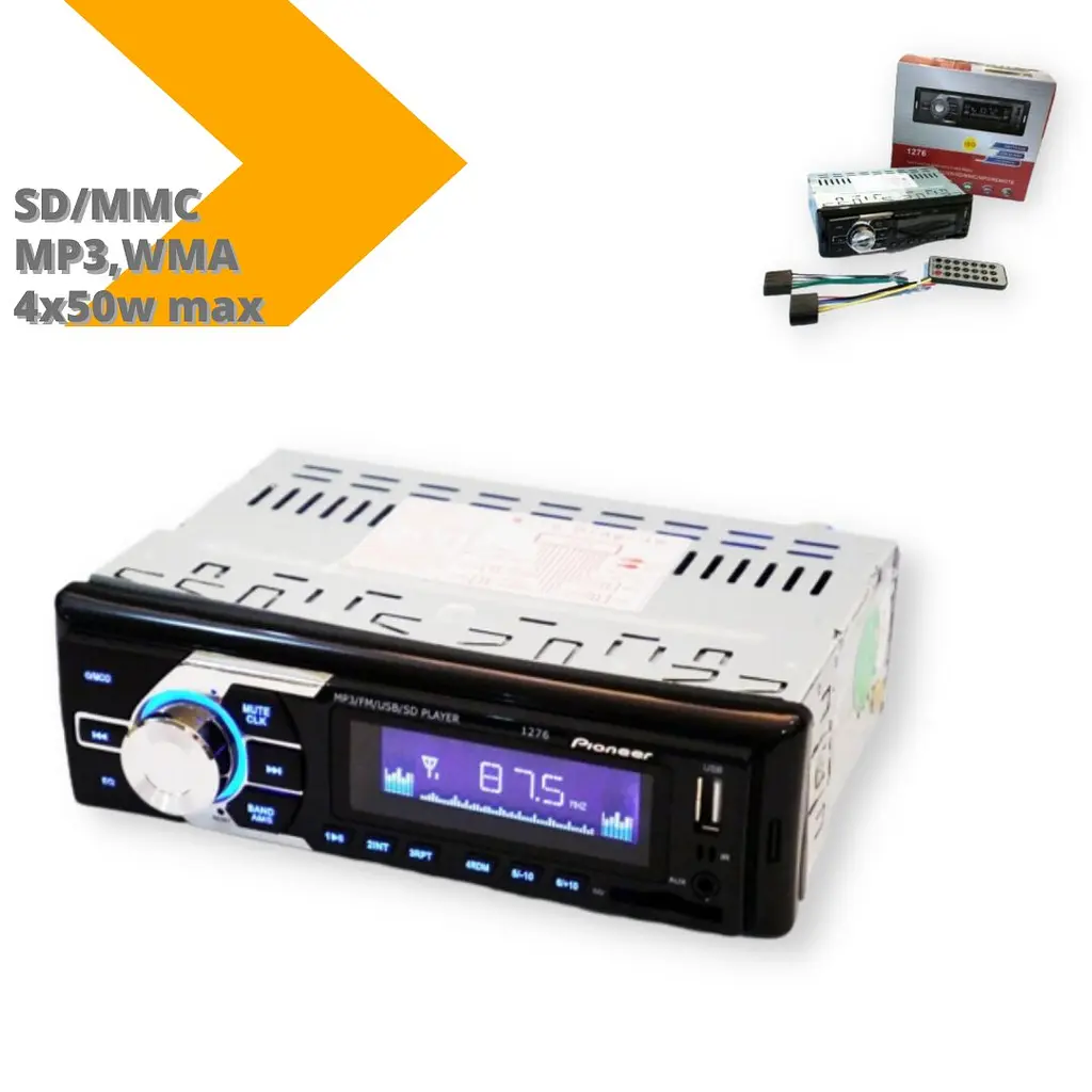 Автомагнитола Pioneer 1276 MP3 SD USB AUX FM черный (1276_437) - фото 4