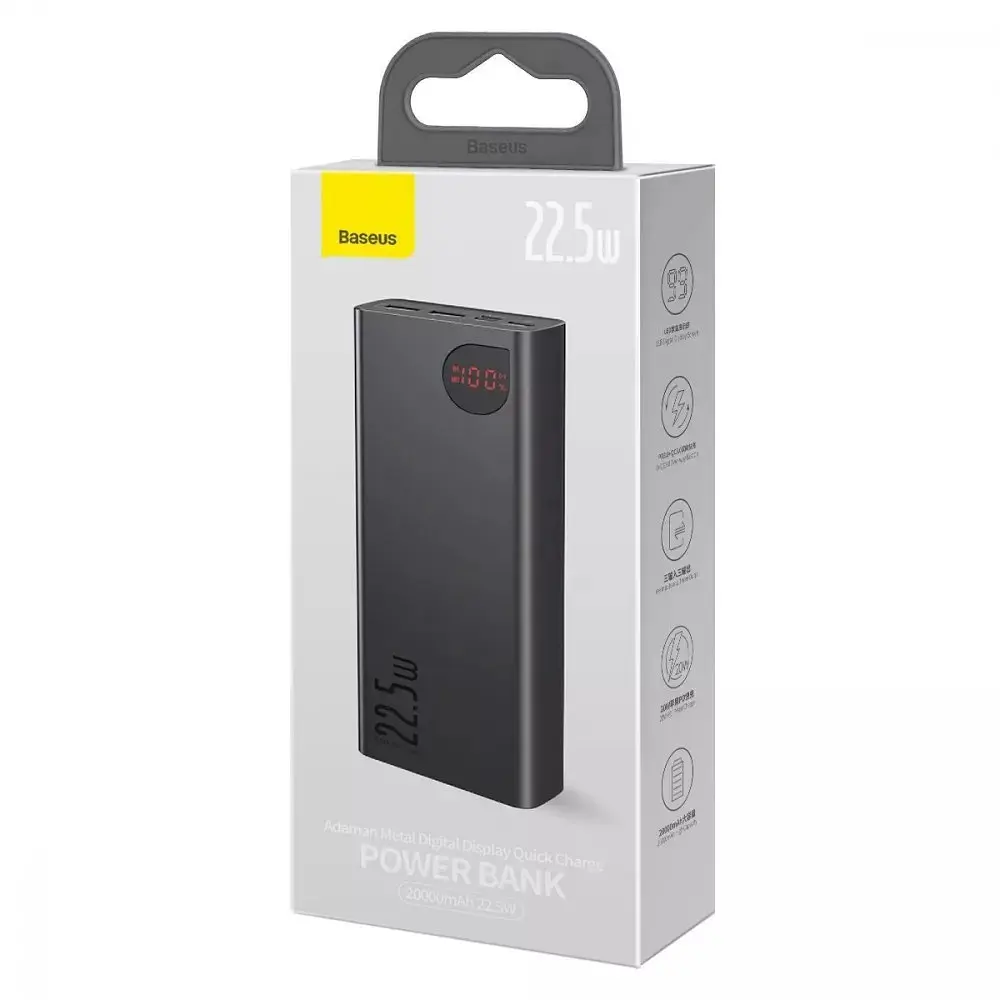 Портативная батарея Baseus Adaman Metal Overseas Edition 22.5W 20000mAh черная - фото 2