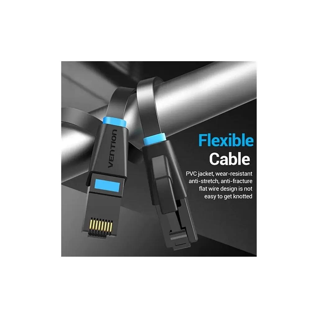 Патч-корд Vention 10 м, UTP Cat. 6 RJ-45 плаский чорний (IBJBL) - фото 4