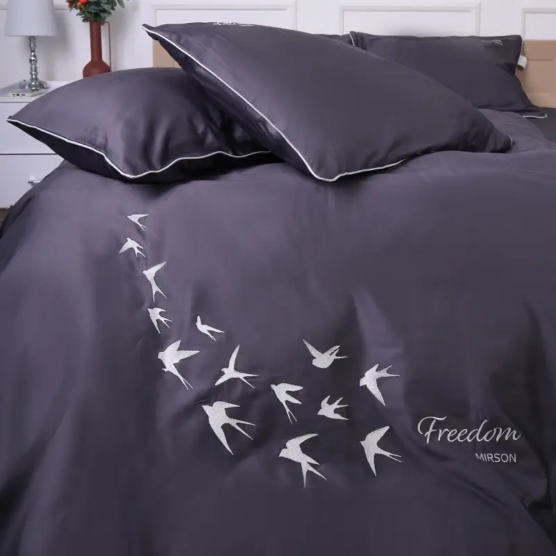 Комплект постільної білизни MirSon Ranforce Elite 0240 Iron grey "Freedom" 2 x 143 x 210 см - фото 5