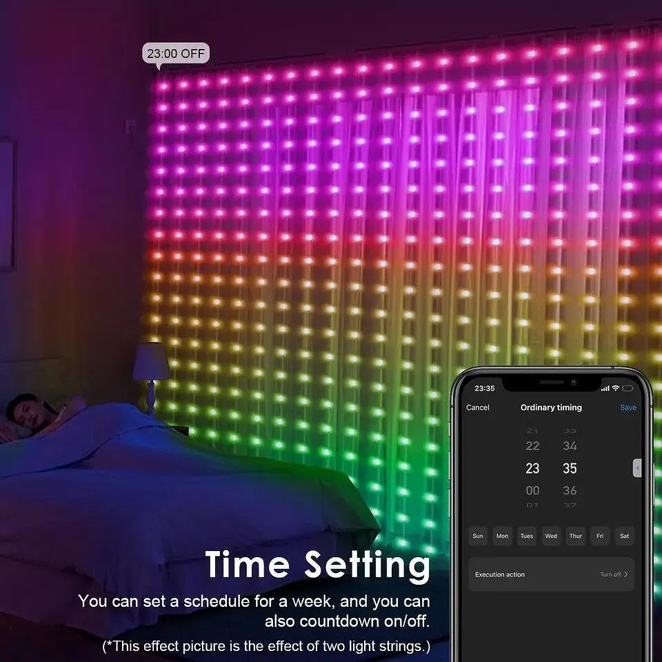 Умная гирлянда-штора Sun Lamp Smart 3x3 м RGB с управлением Bluetooth - фото 3